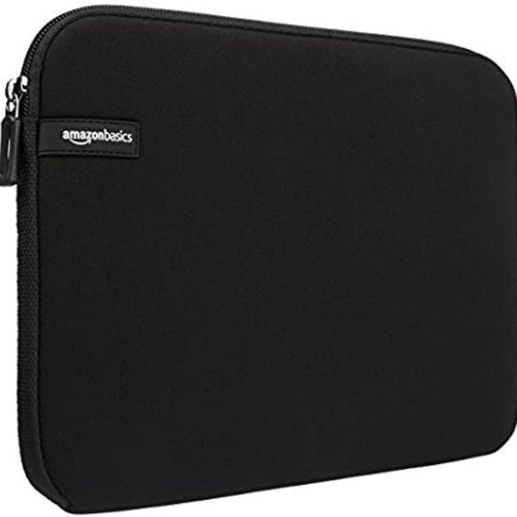 AMAZON BASICS Black Laptop Sleeve Case Top Loading Zip Up Slim Design Neoprene - Picture 1 of 7